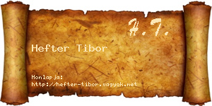 Hefter Tibor névjegykártya